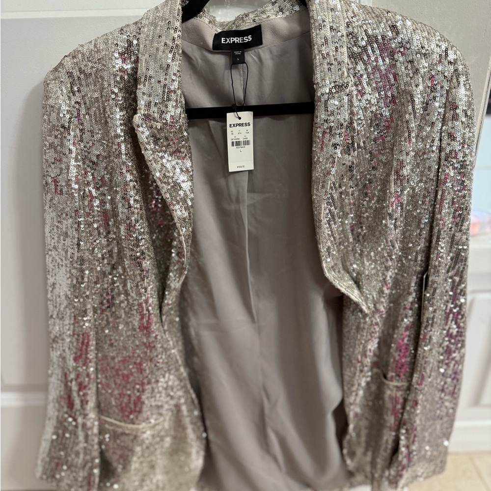 Express Shimmering Silver Women's Blazer